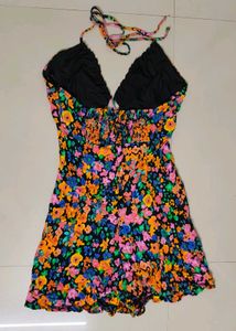 Floral Halter Neck Mini Dress