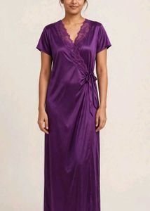 Elegant Purple Satin Robe