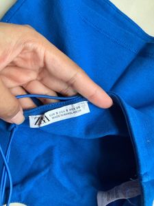 Zara Vibrant Blue Asymmetrical Strap Crop Top