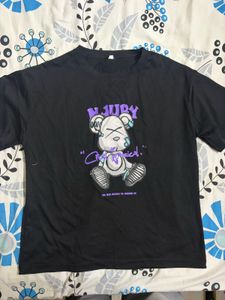 Black Graphic Print Oversized T-Shirt