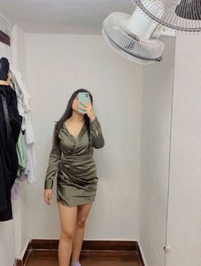 Satin Ruched Mini Dress