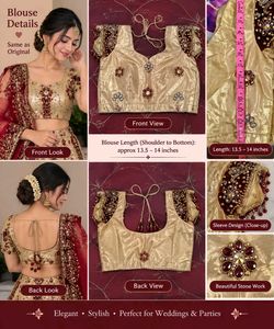 ✨ Heavy Embroidered Maroon &amp; Golden Bridal Lehenga