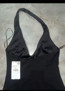 Zara Chic Black Halter Neck Dress