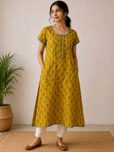 Yellow Printed Kurta 💛