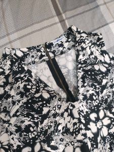 Black &amp; White Floral Printed Mini Dress