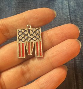 American Flag "M" pendant charm