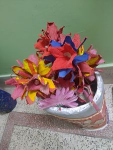 Handmade Papier Mache Vase And Handmade Paper Flowers