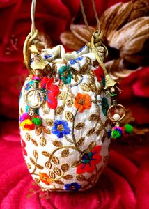 Floral Embroidered Potli Bag