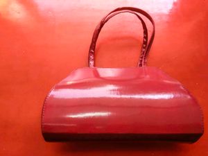 Red Patent Handbag with Rhinestones