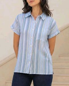 Shein Extended Sleeves Spread Collar Striped Shirt