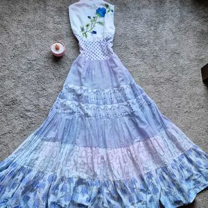Blue Tiered Long Frock