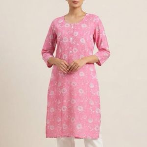Vibrant Pink Floral Kurta