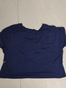 korean Navy Floral Print Top