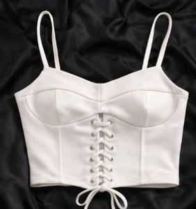 White Corset Style Tank Top