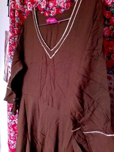 Khushq Brown V-Neck Dress