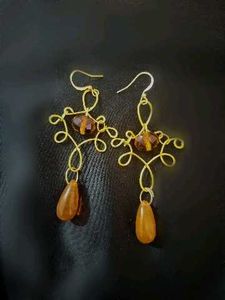Unique Beaded Wire Wrapped Earrings