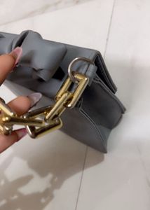Charles &amp; Keith Grey Handbag with Gold Chain
