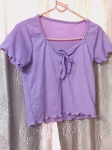 Cute Lavender Tie Front Top