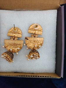 Oxidised Jhumka Earrings with Pearls