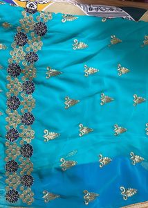 Stunning Teal Embroidered Fabric