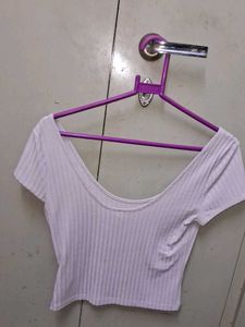 Ribbed Cropped lavender Top