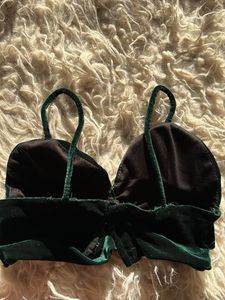 Dark Green Velvet Bra