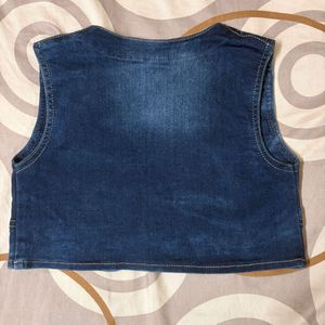 Blue Denim Embellished Vest