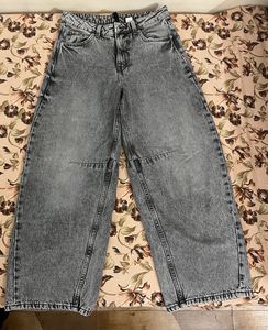 Grey Wide Leg Jeans