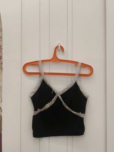 Black Lace Trim Cami Top