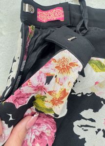 Black Floral Print Lehenga Skirt