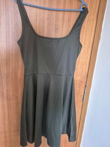 Olive Green Sleeveless A-Line Dress
