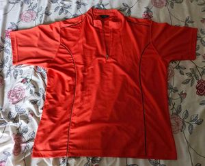 Coral Short Sleeve Quarter Zip Polo T-Shirt