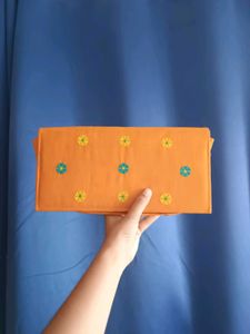 Orange Embroidered Clutch Bag Shantiniketan