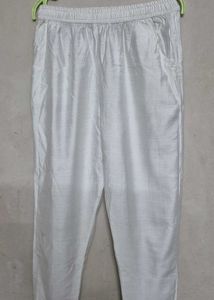 White Cotton Silk Pants