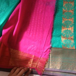 Beautiful South Indian Silk Saree with Gold Border