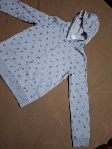 Cute Grey Heart Zip-Up Hoodie