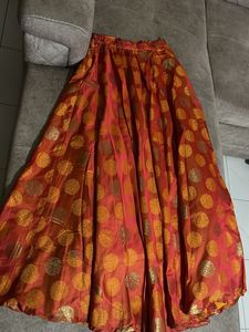 Elegant Orange Ethnic Skirt