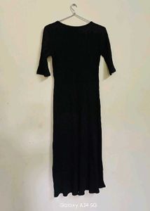 Black Ribbed Midi Dress