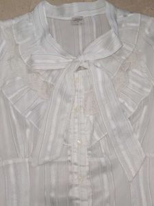 White Sheer Ruffle Blouse