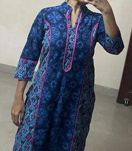 Blue Geometric Print Kurta