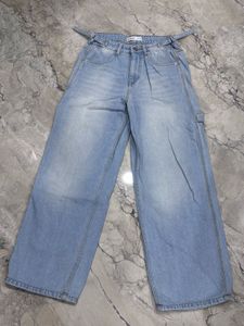 Light blue wide leg baggy jeans