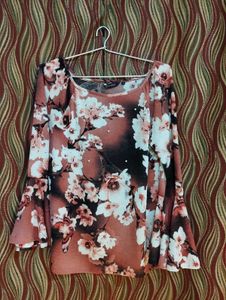Floral Print Boat Neck Top