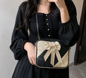 Women's Elegant Black & White Bow Crossbody Sling
