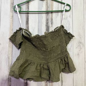 Off-Shoulder westside noun Smocked Peplum Top