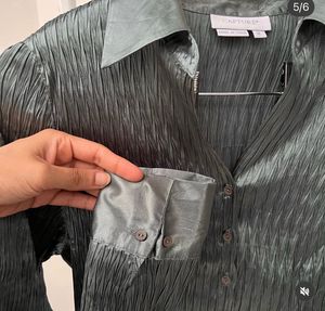 Elegant Pleated Button-Up Shirt