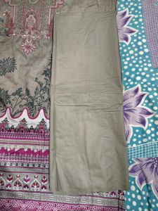 Beautiful Grey &amp; Pink Embroidered Cotton Suit