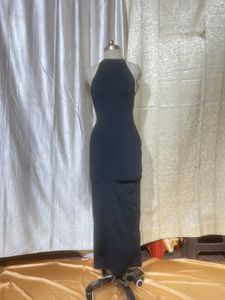 Sleek Black Halter Neck Maxi Dress