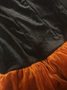 Strapless Velvet Dress - Black &amp; Orange