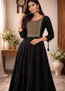 Elegant Black Embroidered Gown