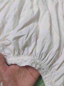 Cream Lace Puff Sleeve Dress